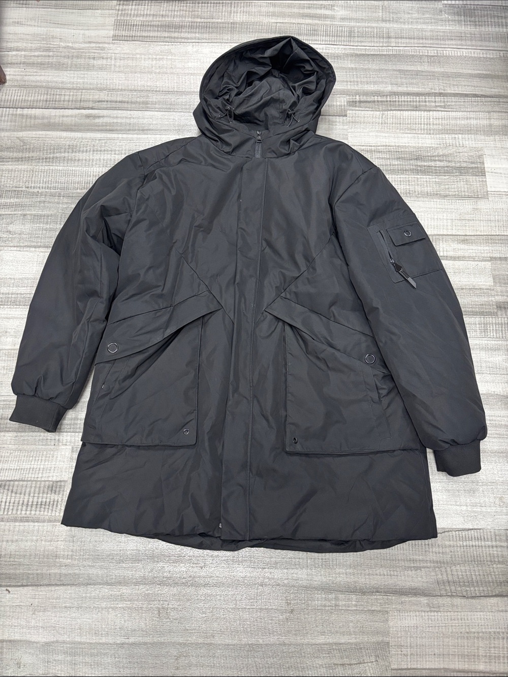 Men's Black Hooded Puffer Parka - Insulated Winter Coat